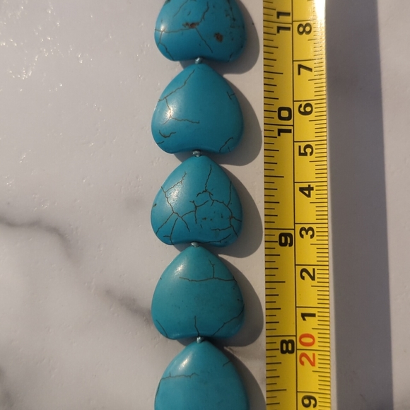Heart shaped genuine turquoise statement necklace - Picture 4 of 4